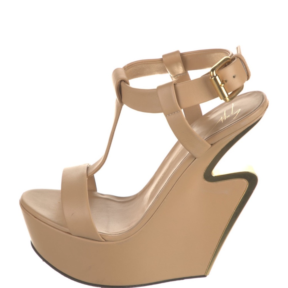 Giuseppe Zanotti RARE Jee Signature Tan Wedge Sandals 40 Excellent Condition
